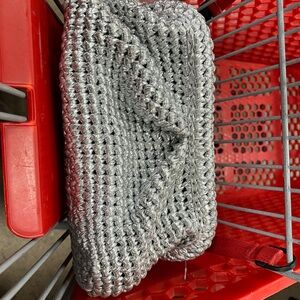 Elegant Silver Crochet Clutch